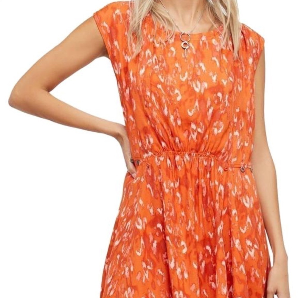 NWT Free People Orange and Red Pocket Dress
